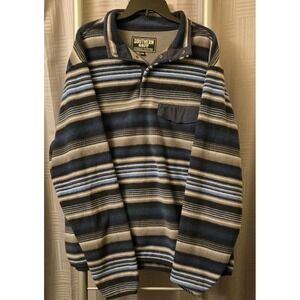 SOUTHERN GRIT Tundra Fleece Mens 2XL Pullover Jacket Blue Gray 1/4 Snap Striped‎